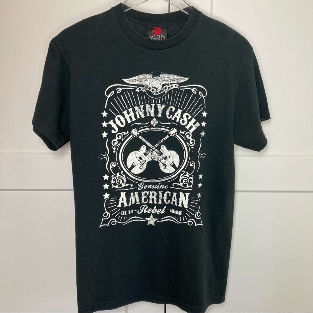 Johnny Cash Vintage Graphic Tee Black White Genuine American Rebel Short Sleeves